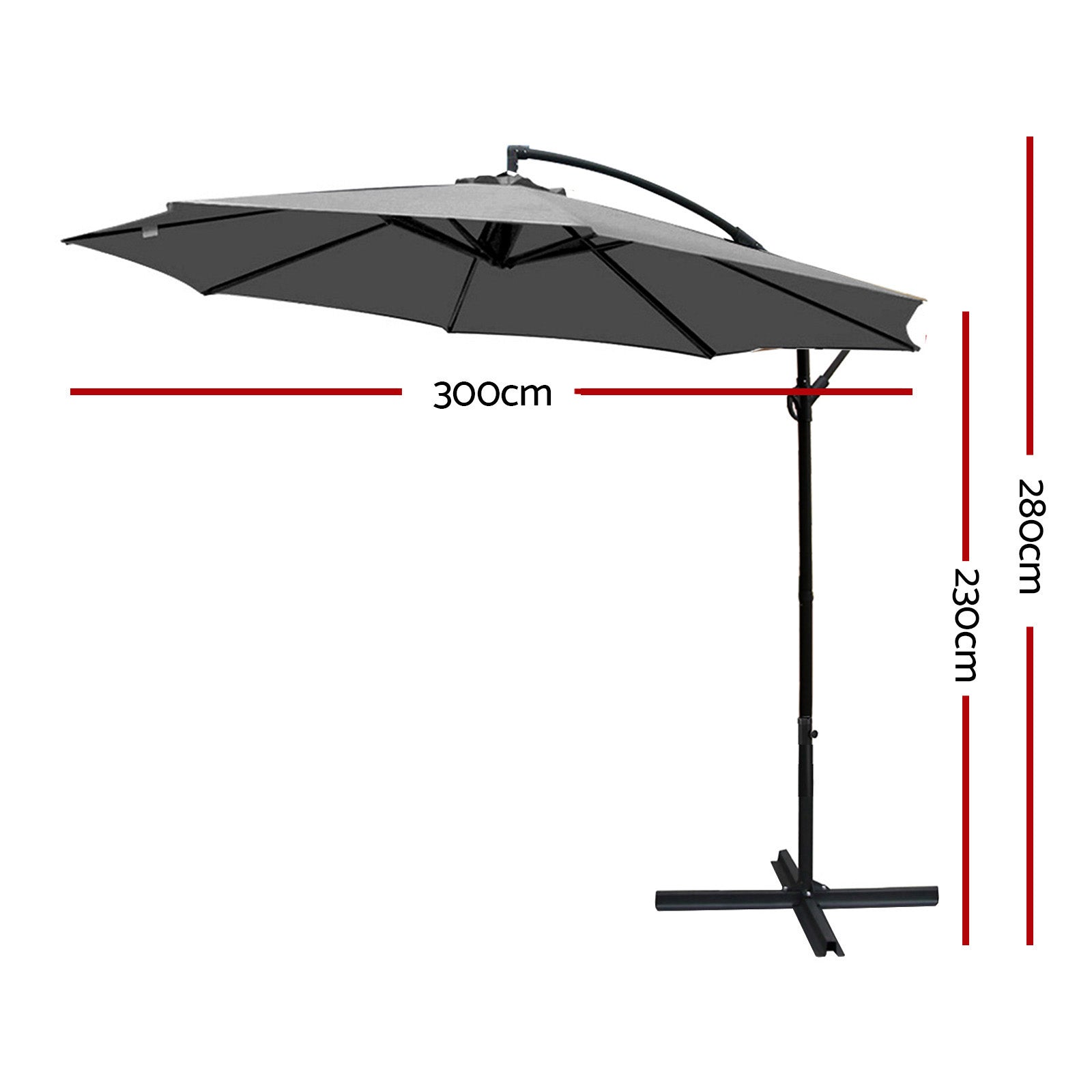 Instahut 3m Cantilever Outdoor Umbrella Charcoal