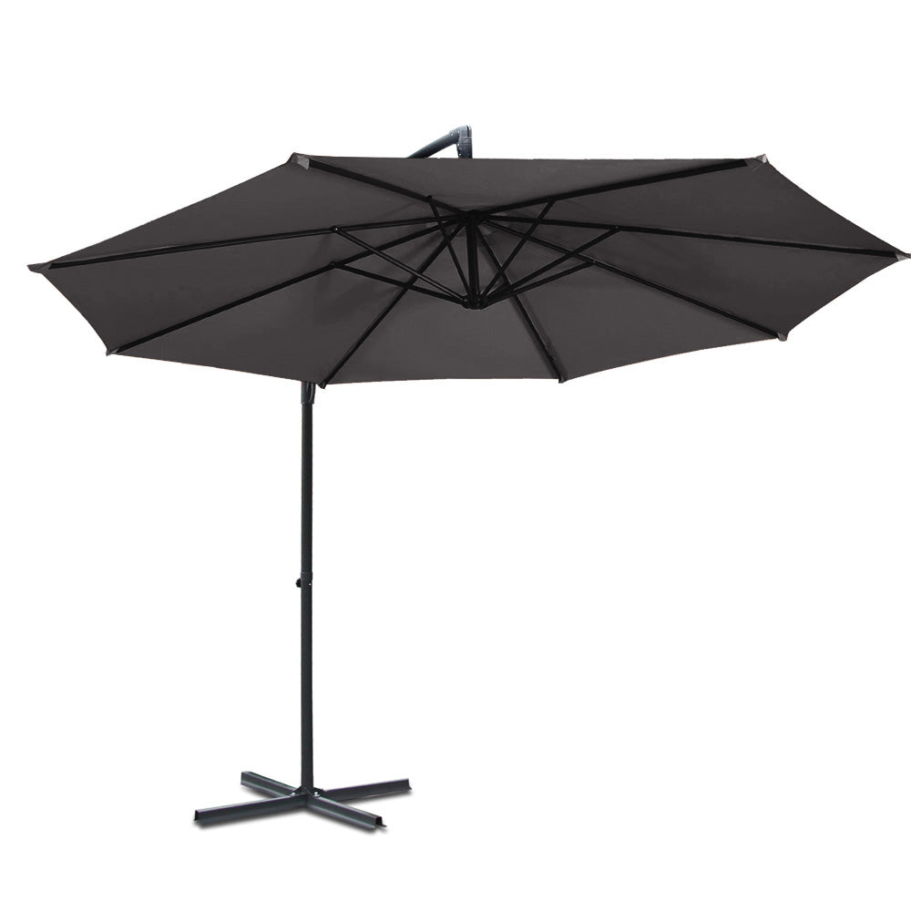 Instahut 3m Cantilever Outdoor Umbrella Charcoal