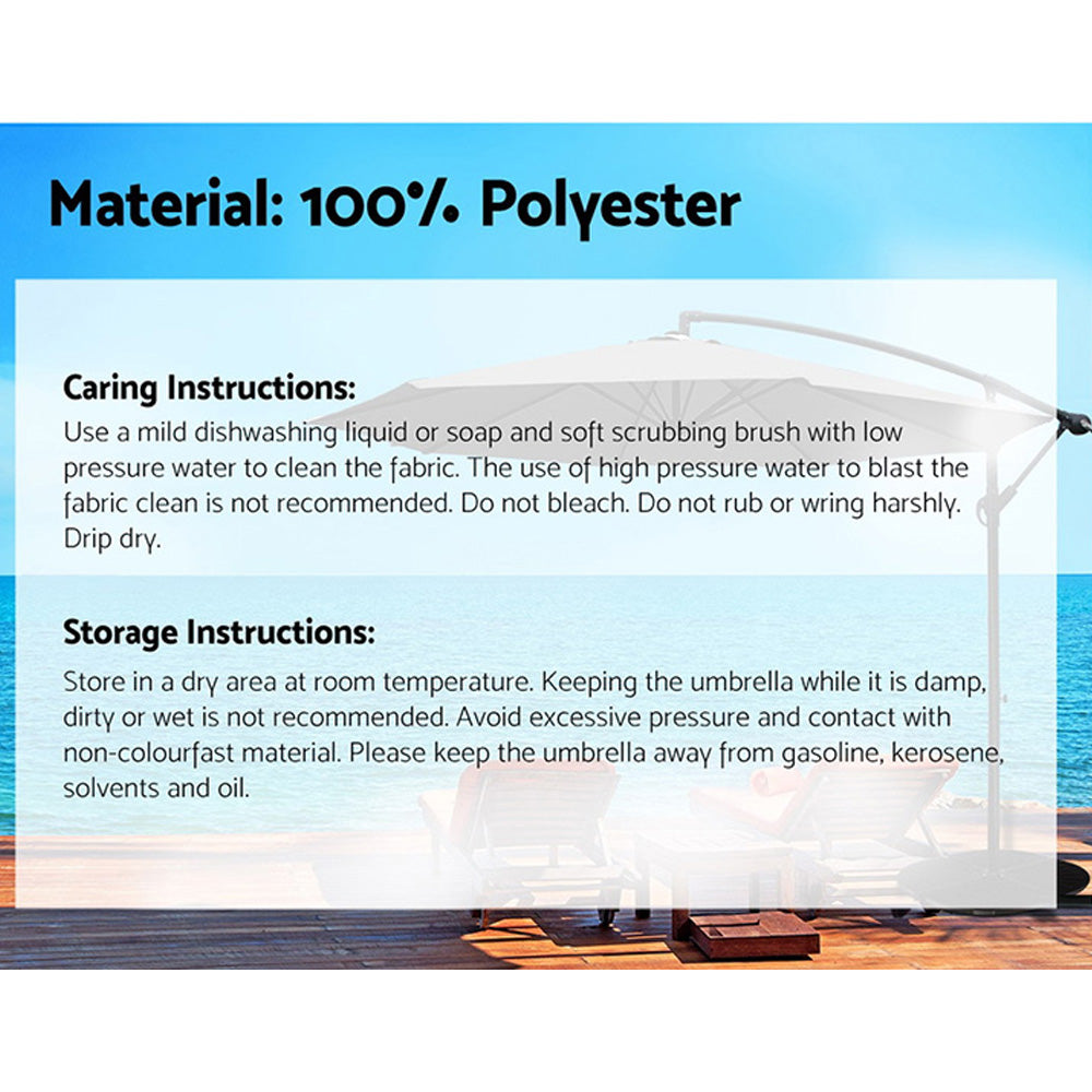 Instahut 3m Cantilever Outdoor Umbrella Charcoal