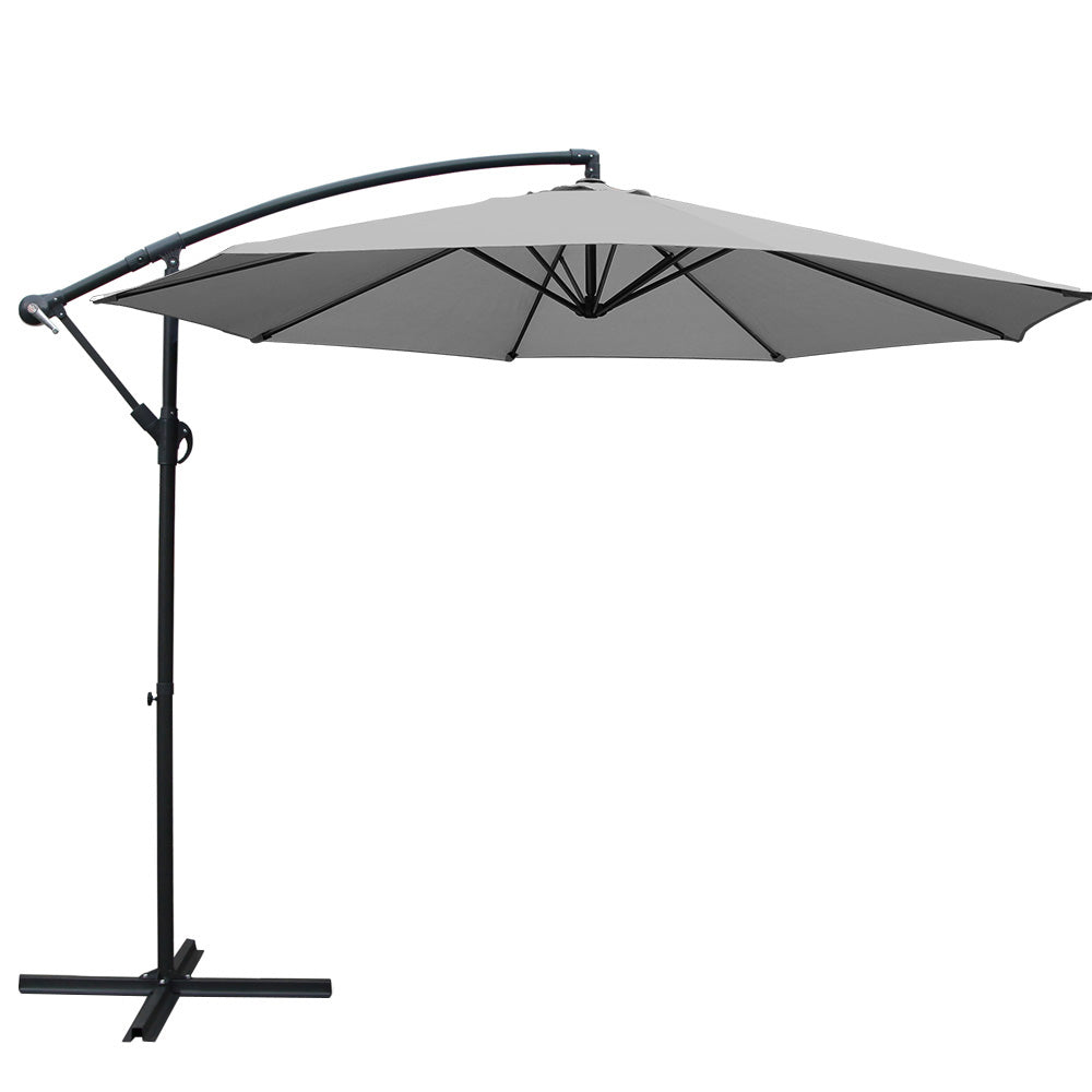 Instahut 3m Cantilever Outdoor Umbrella Grey