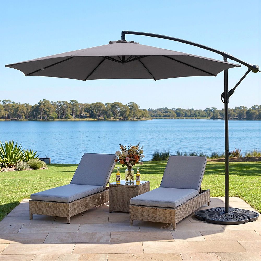Instahut 3m Side Post Cantilever Outdoor Umbrella Grey