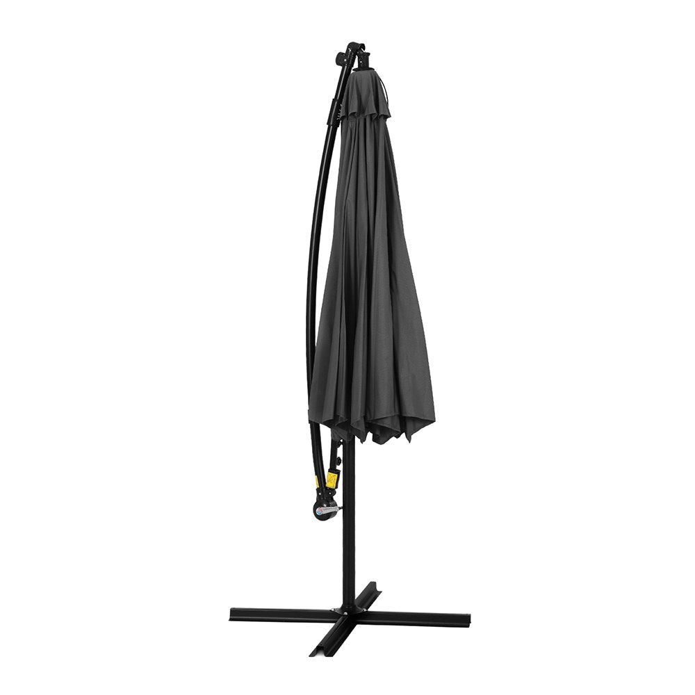 Instahut 3M Cantilever Outdoor Umbrella LED Garden Shade Charcoal