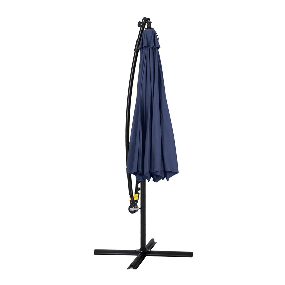 Instahut 3M Cantilever Outdoor Umbrella Navy LED Garden Shade