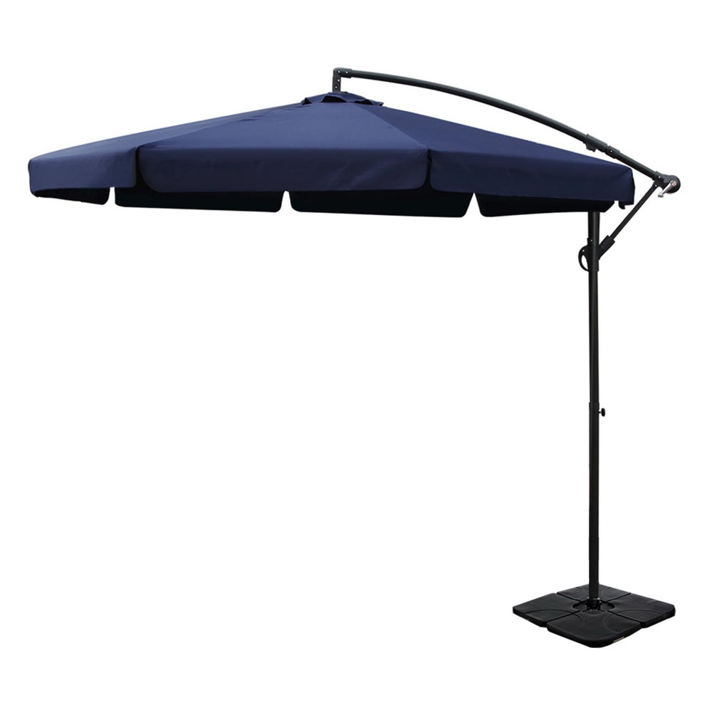 Instahut 3m Cantilever Outdoor Umbrella Navy w/Base