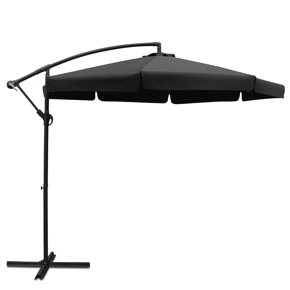 Instahut 3m Side Post Outdoor Umbrella Cantilever Black