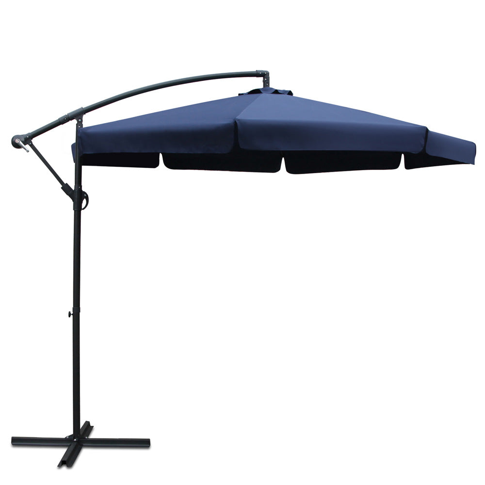 Instahut 3m Cantilever Outdoor Beach Umbrella Navy