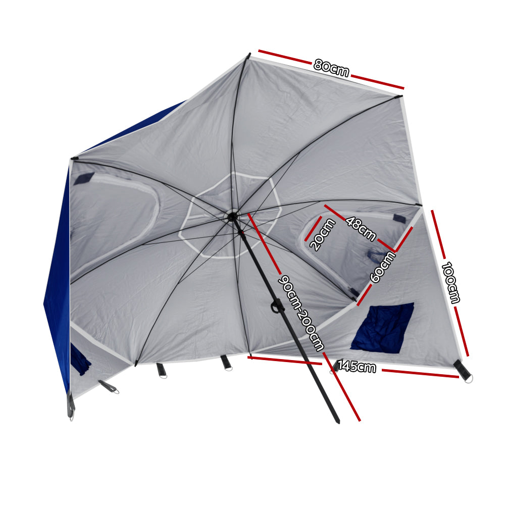 Instahut Beach Umbrella 210cm Blue UV Protection Outdoor Canopy