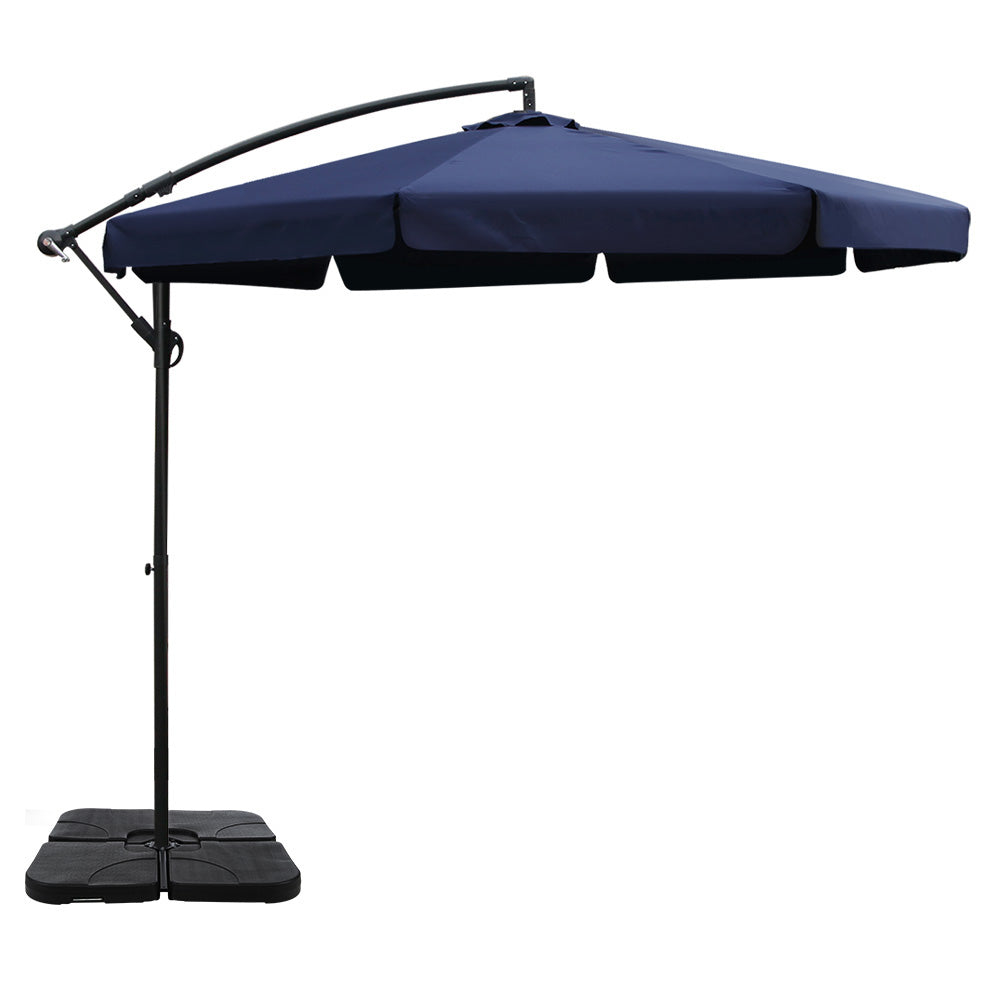 Instahut 3m Cantilever Outdoor Umbrella Navy w/Base