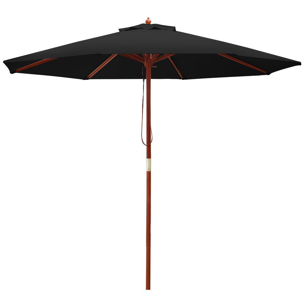 Instahut 2.7m Outdoor Umbrella Black UV50+ Octagonal Canopy