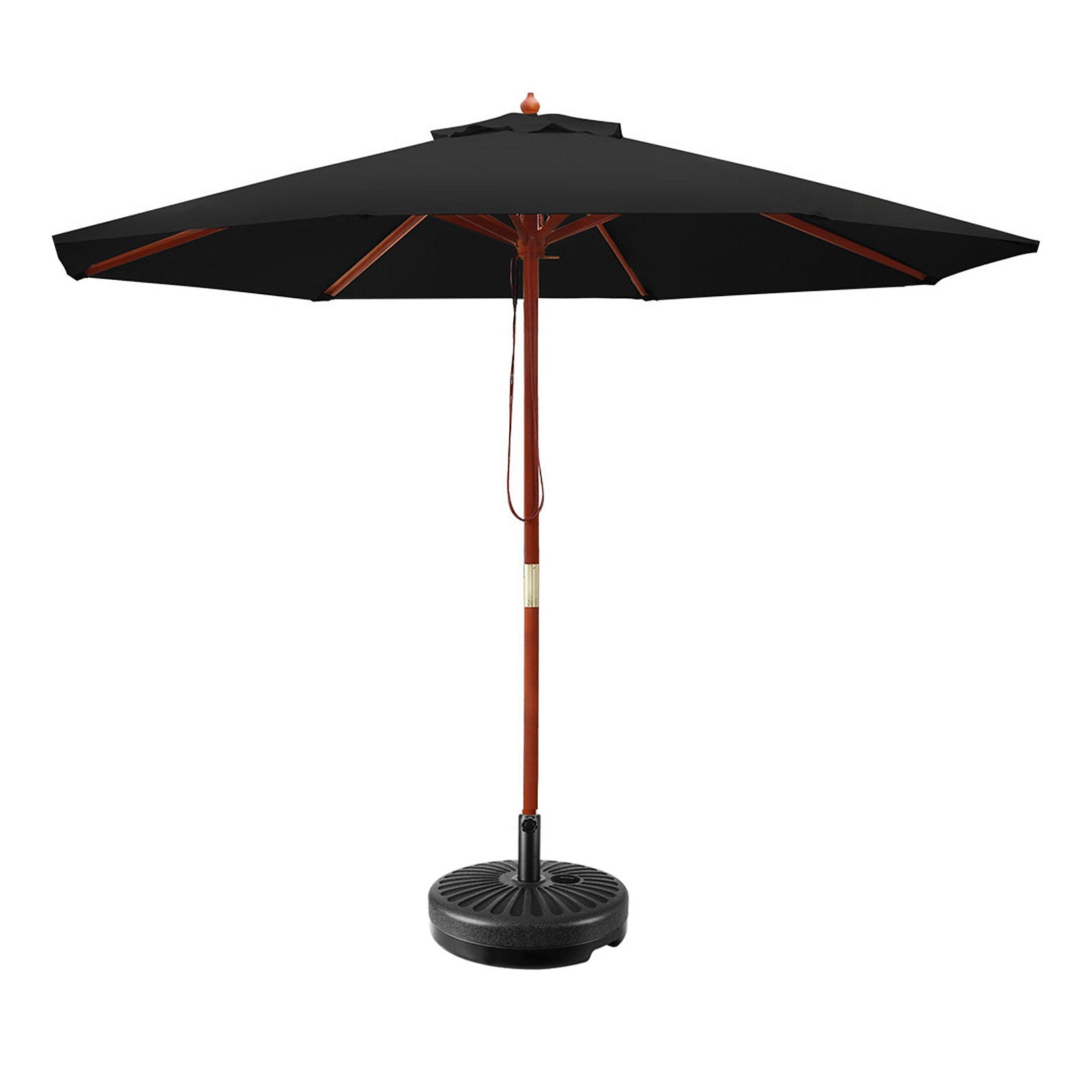 Instahut 2.7m Outdoor Umbrella Black UV50+ Wooden Frame