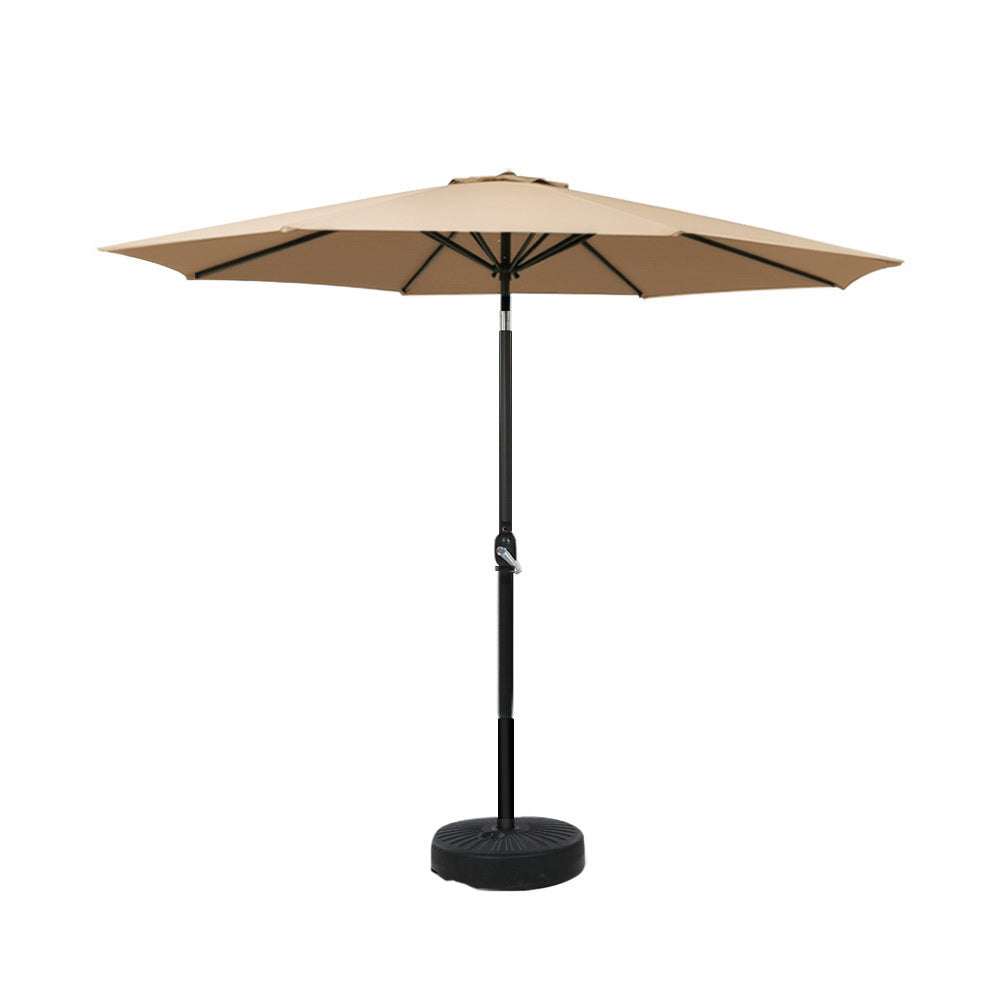 Instahut 2.7m Outdoor Umbrella Beige UV50+ with Base