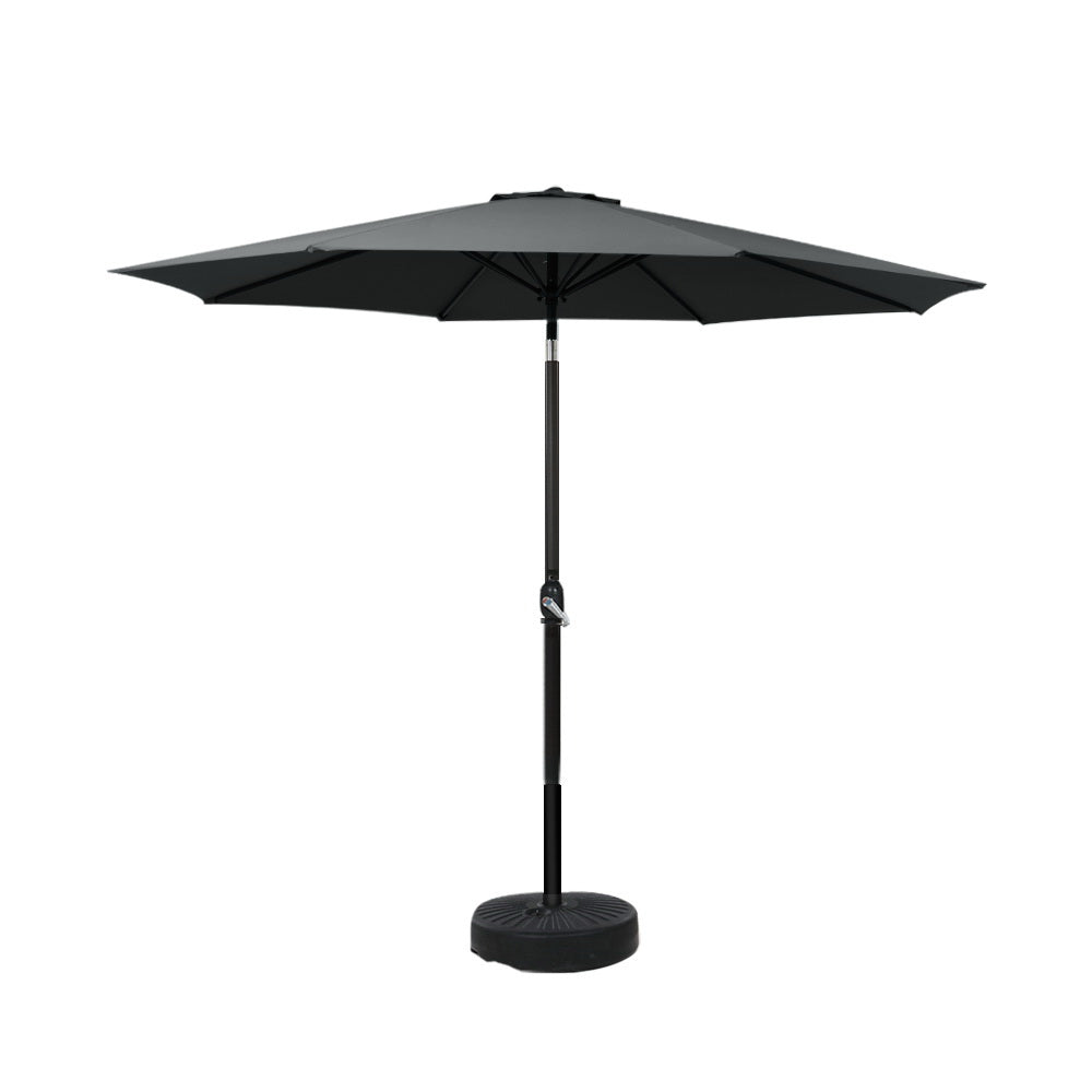Instahut 2.7m Outdoor Umbrella with Base Tilt Beach Garden Black