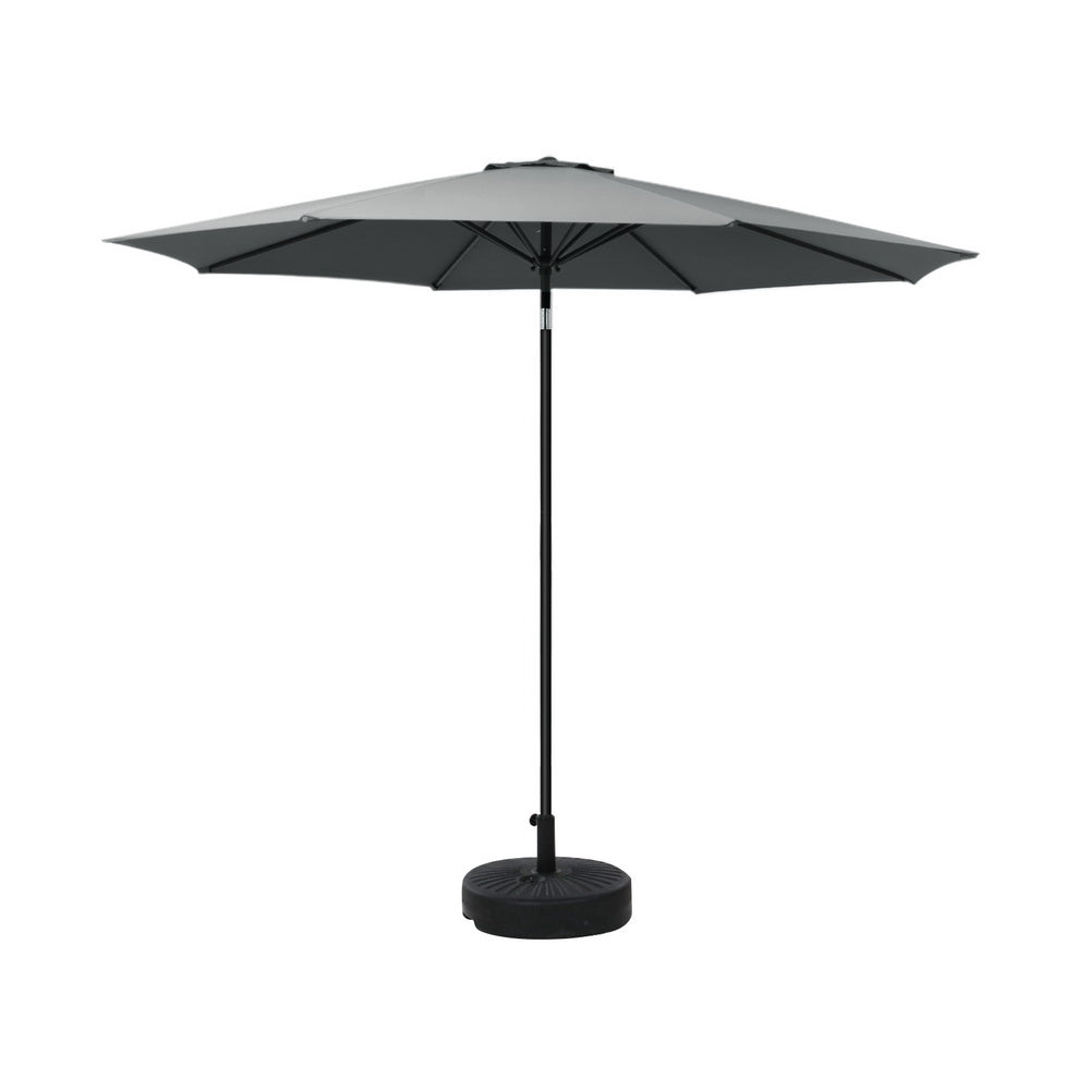Instahut 2.7m Outdoor Umbrella with Base Charcoal