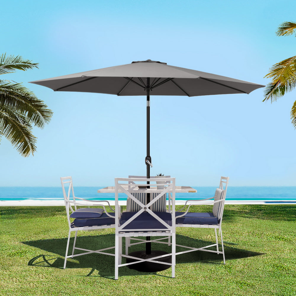 Instahut 2.7m Outdoor Umbrella Charcoal UV50+ Garden Sunshade
