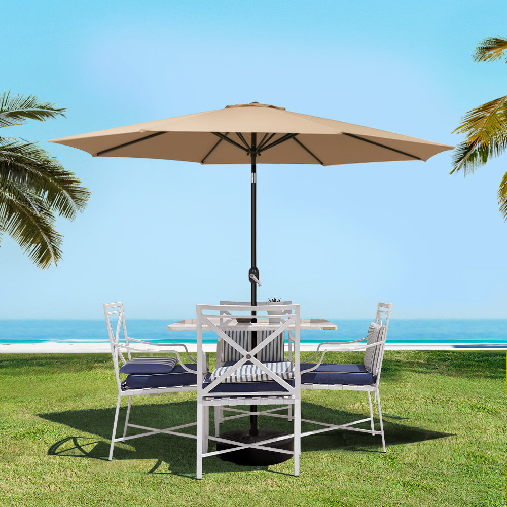 Instahut 2.7m Outdoor Umbrella Beige UV50+ Garden Sun Shade