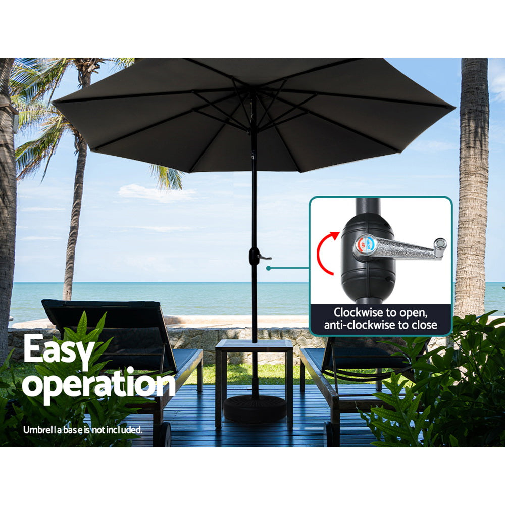 Instahut 2.7m Outdoor Umbrella Black UV50+ Tilting Canopy