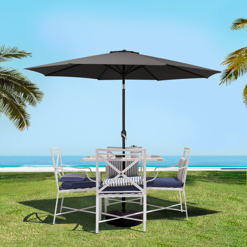 Instahut 2.7m Outdoor Umbrella Black UV50+ Tilting Canopy
