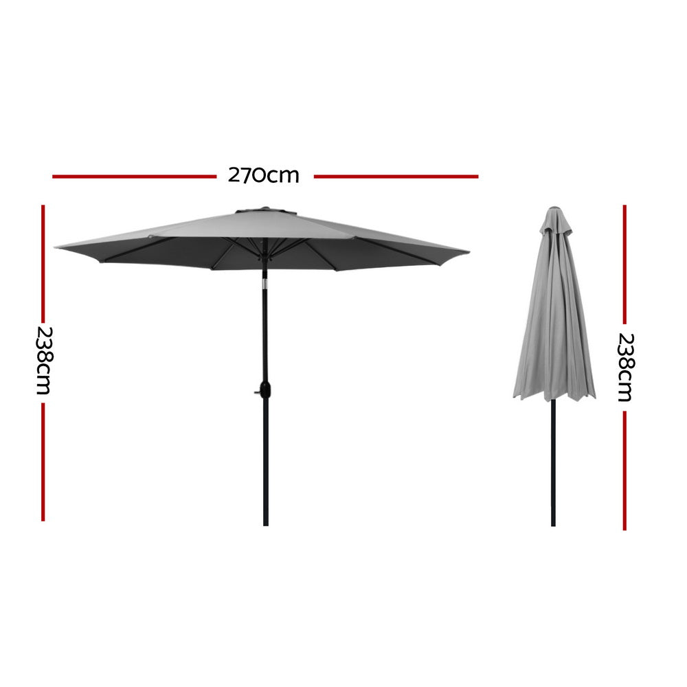 Instahut 2.7m Outdoor Umbrella UV50+ Tilt Charcoal