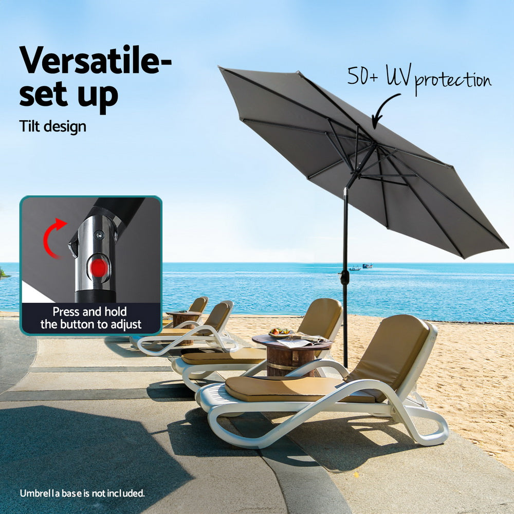 Instahut 2.7m Outdoor Umbrella UV50+ Tilt Charcoal