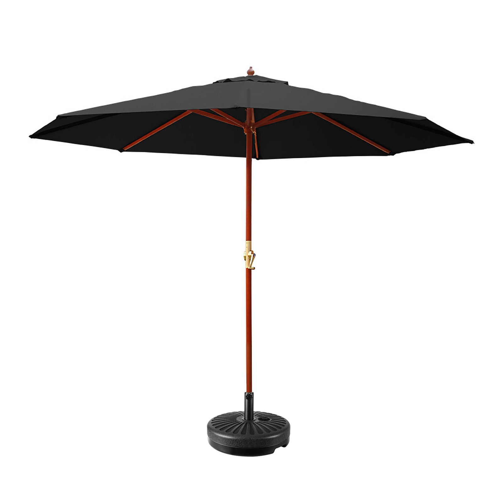 Instahut 3m Outdoor Umbrella Black UV50+ Wooden Frame