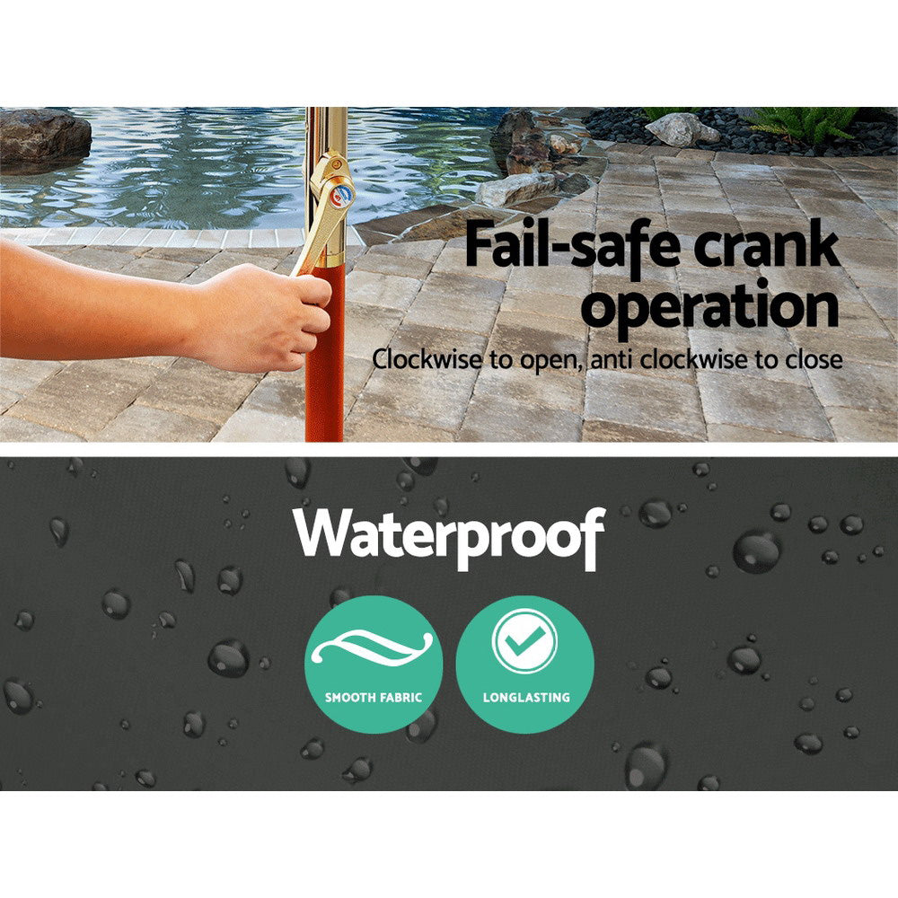 Instahut 3m Outdoor Umbrella Charcoal UV50+ Wooden Frame