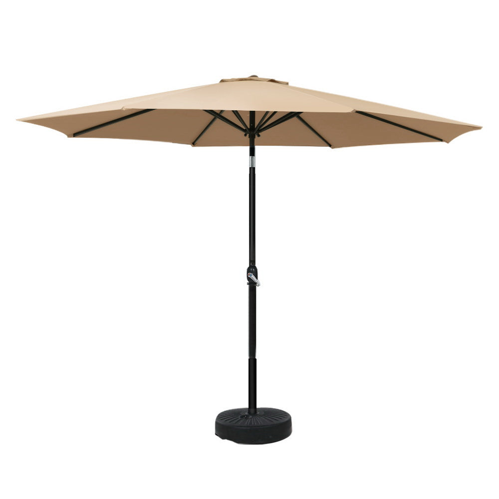 Instahut 3m Outdoor Umbrella with Base and Tilt Beige