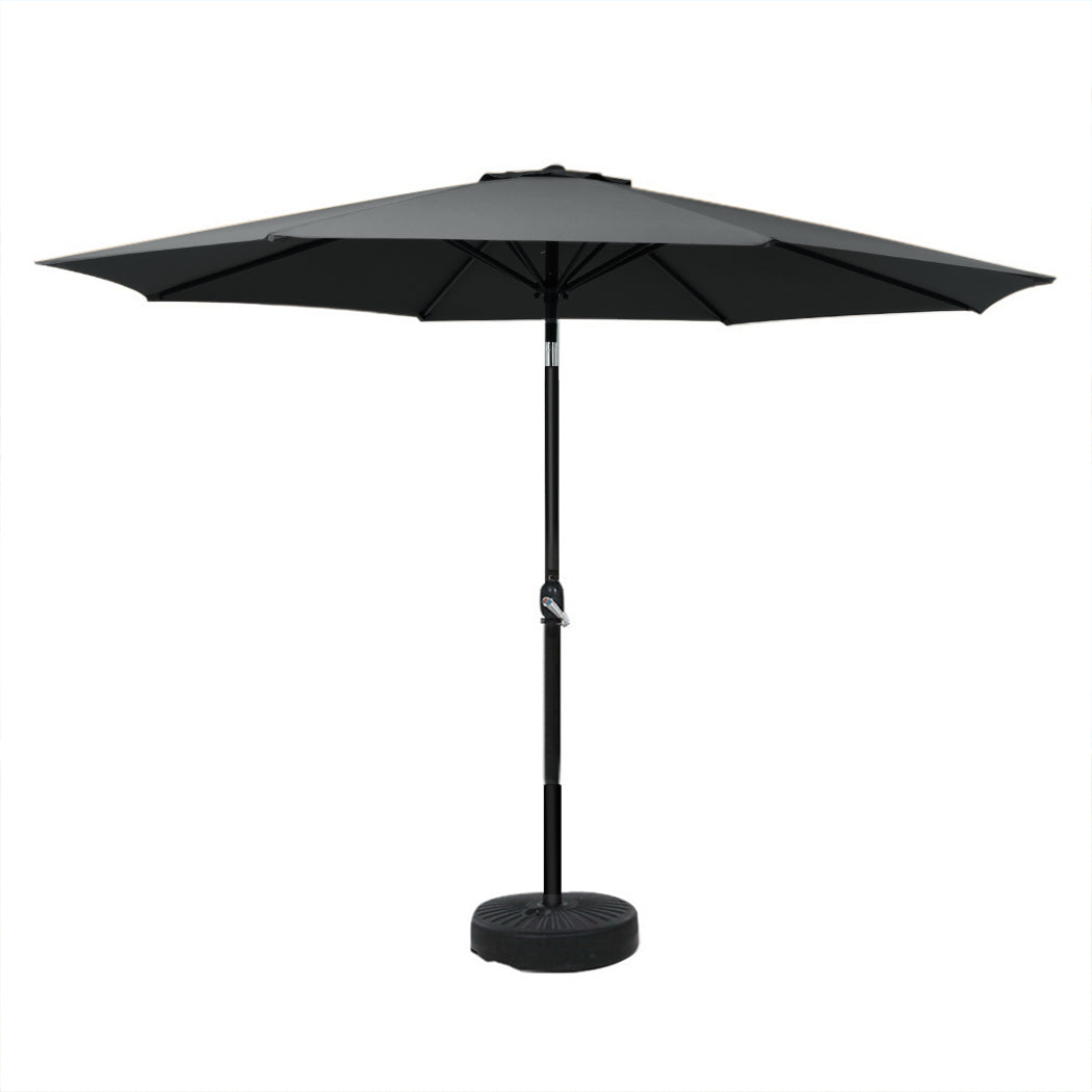 Instahut 3m Outdoor Umbrella with Tilt and Base, Black