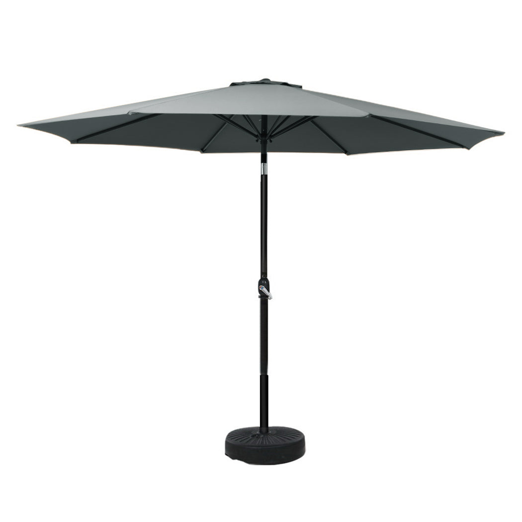 Instahut 3m Outdoor Centre Post Umbrella with Base Charcoal