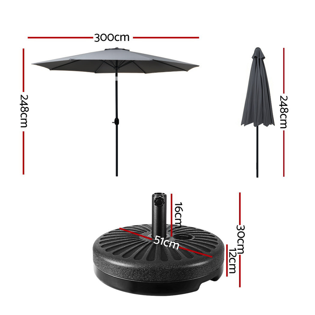 Instahut 3m Outdoor Umbrella Tilt UV Charcoal
