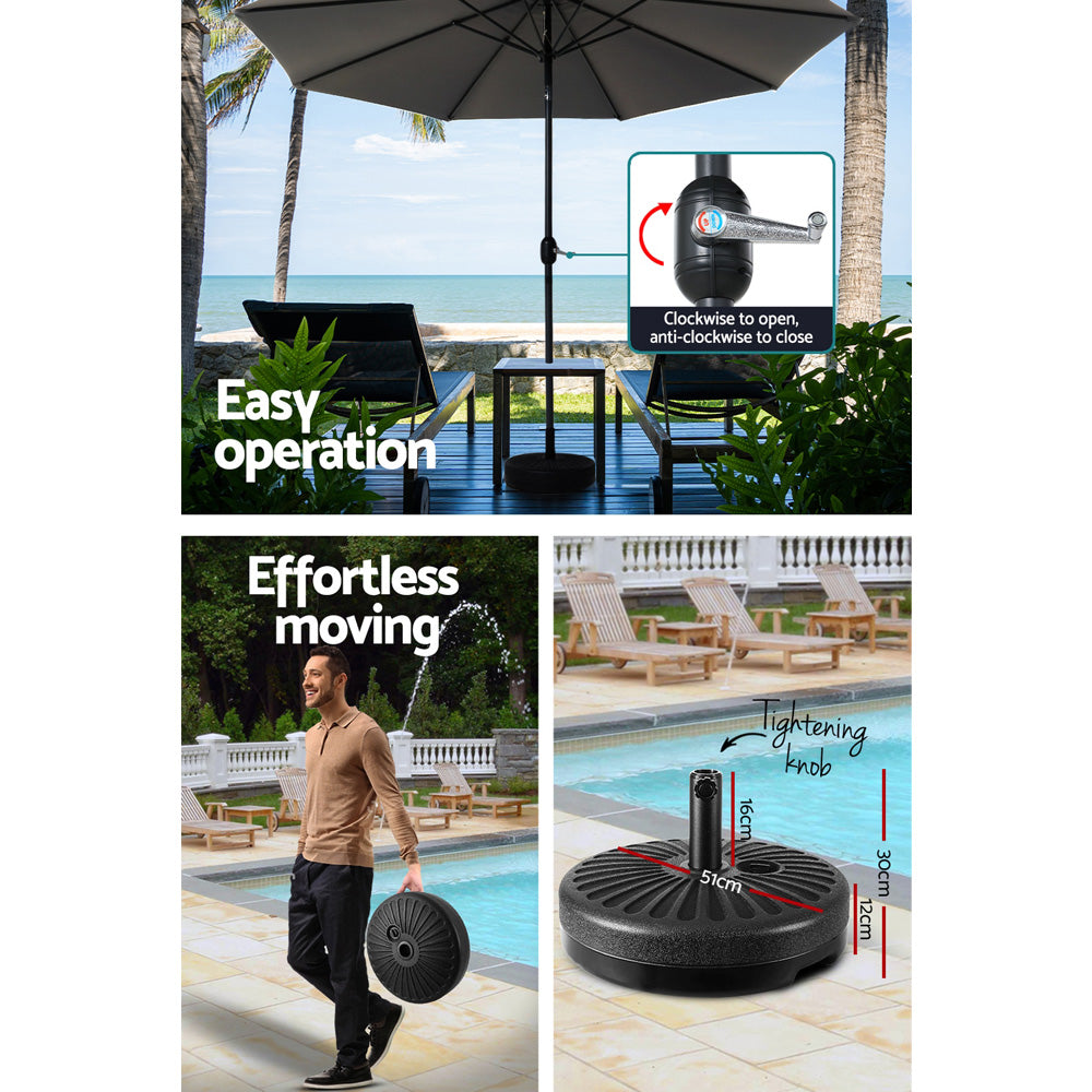 Instahut 3m Outdoor Umbrella Tilt UV Charcoal