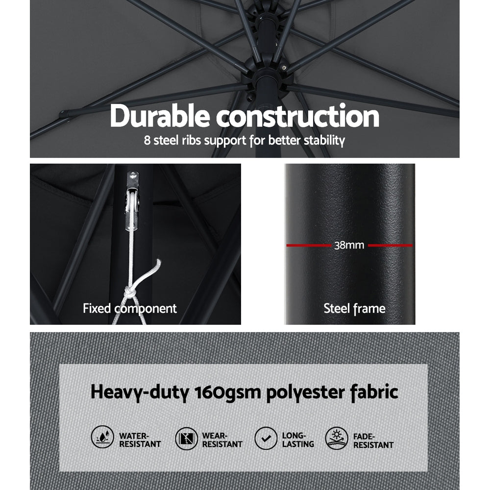 Instahut 3m Outdoor Umbrella Tilt UV Charcoal