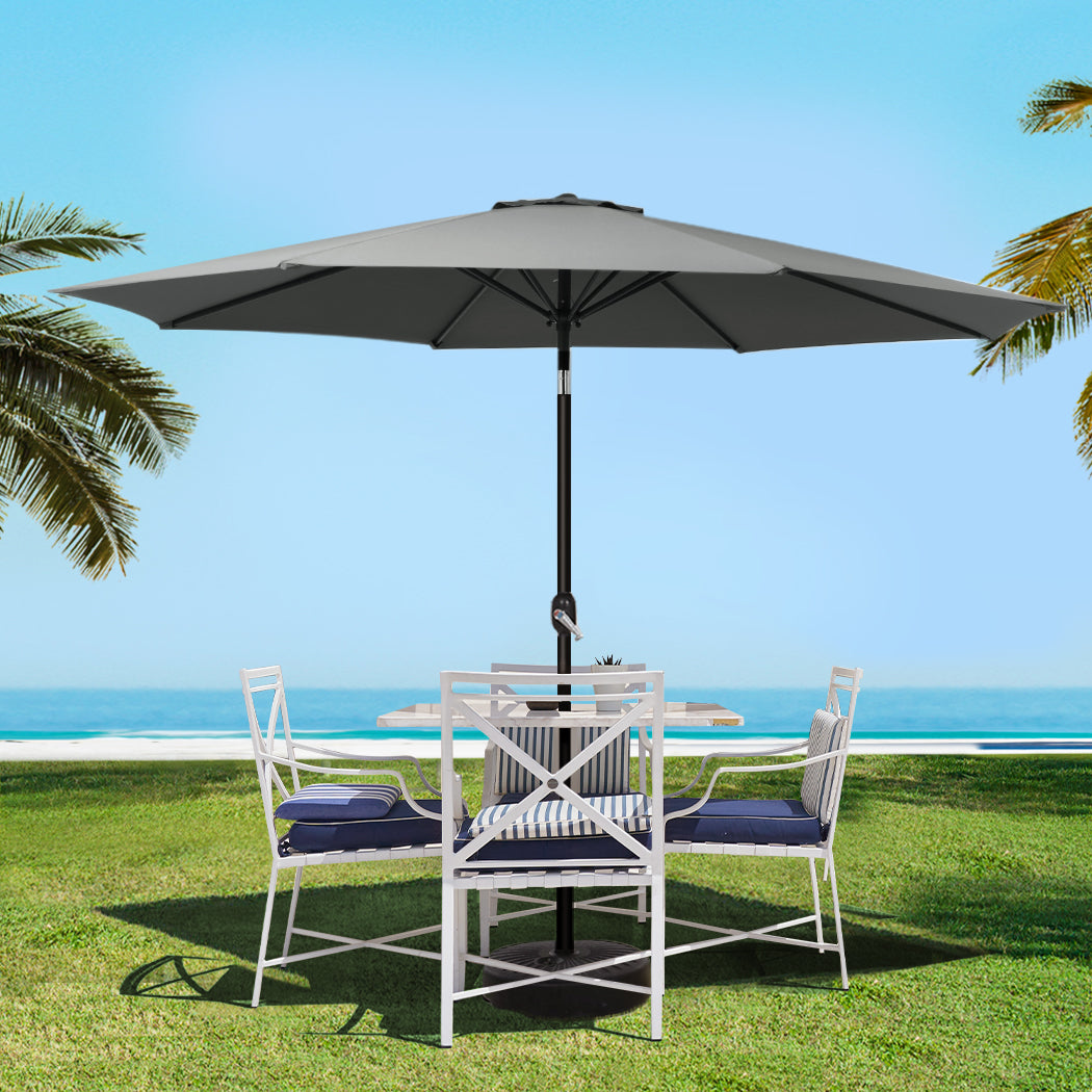 Instahut 3m Outdoor Umbrella Tilt UV Charcoal