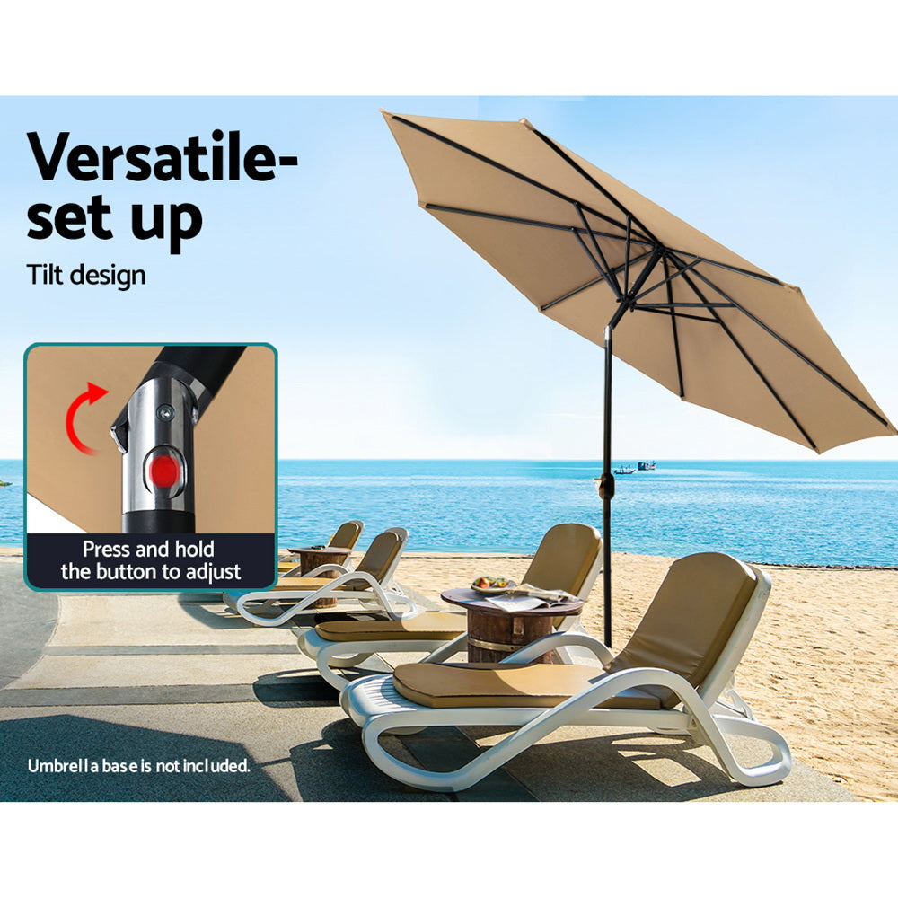 Instahut 3m Outdoor Umbrella Tilt Beige