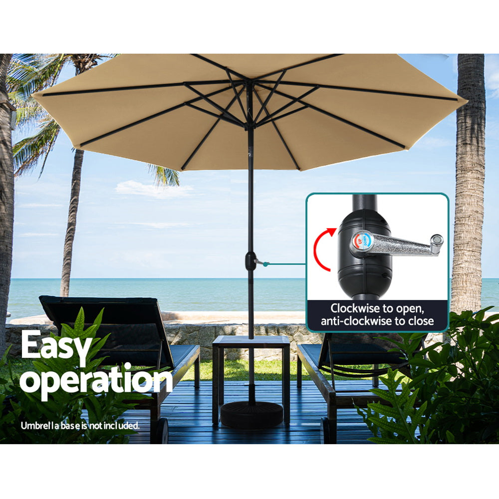 Instahut 3m Outdoor Umbrella Tilt Beige