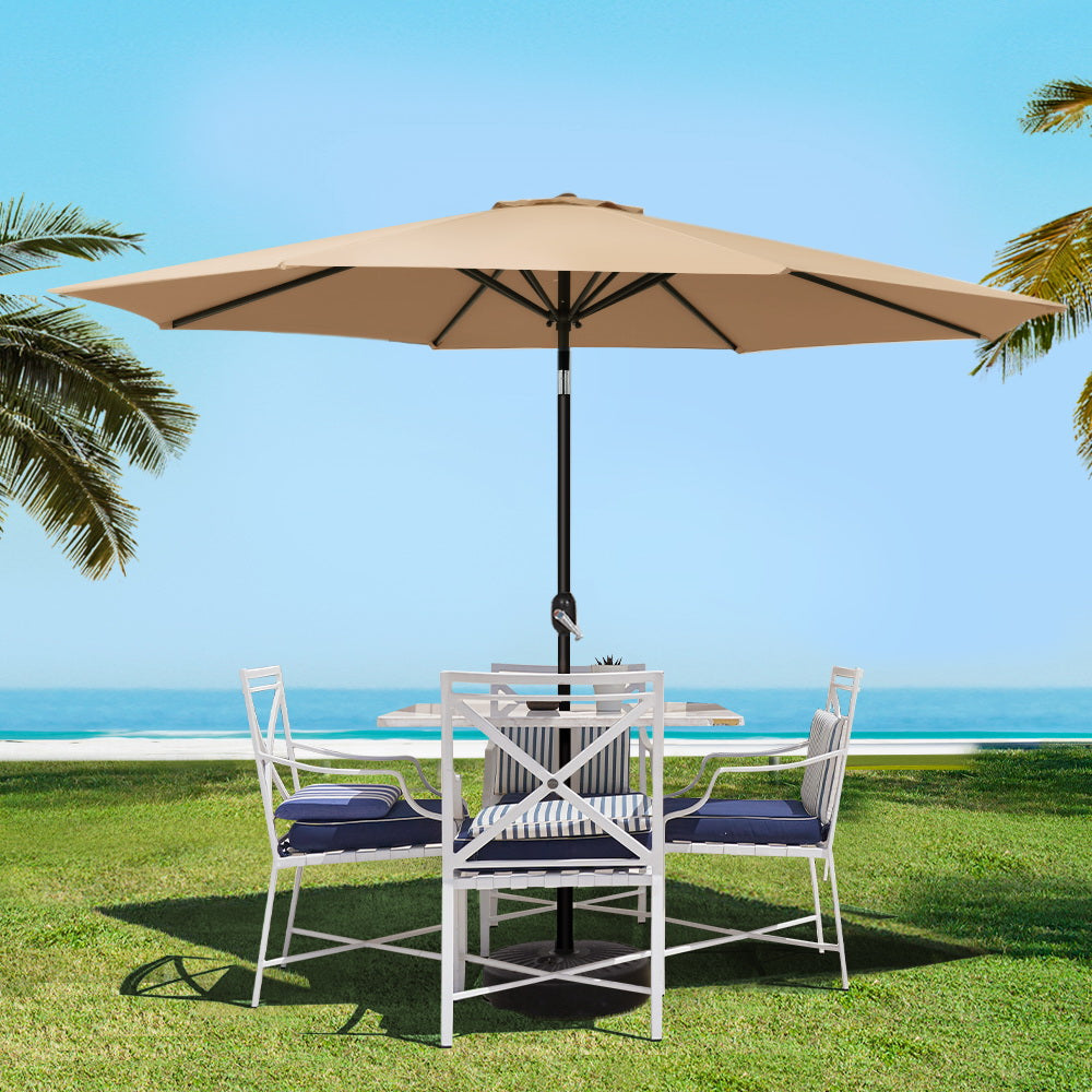 Instahut 3m Outdoor Umbrella Tilt Beige