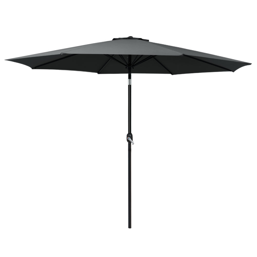Instahut 3m Outdoor Beach Umbrella with Tilt Black