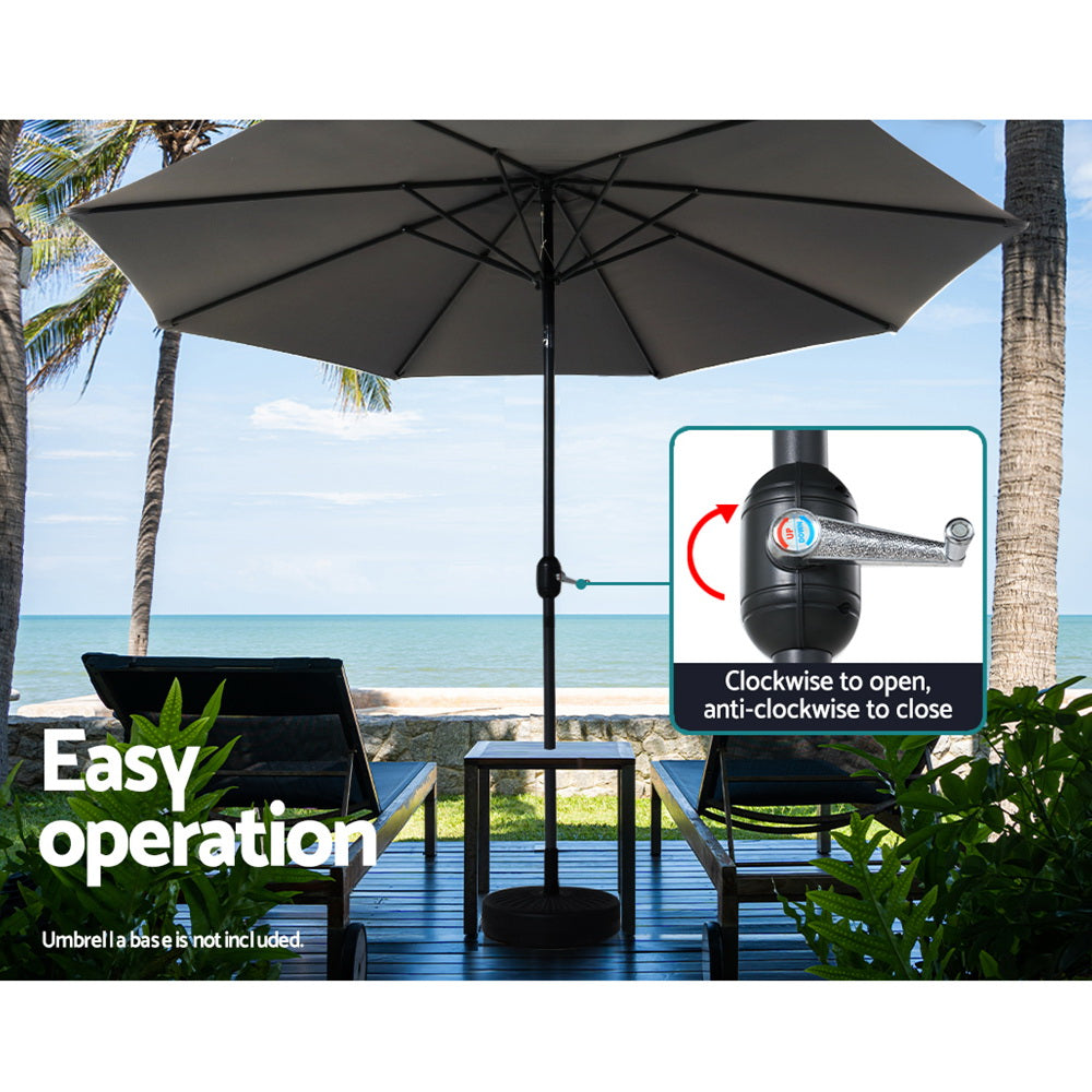 Instahut 3m Outdoor Umbrella Tilt Charcoal