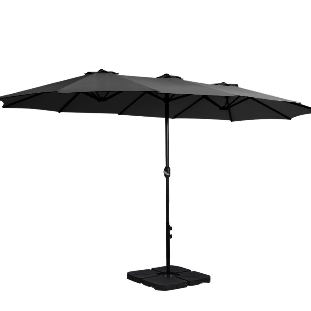 Instahut 4.57m Outdoor Umbrella with Base Black