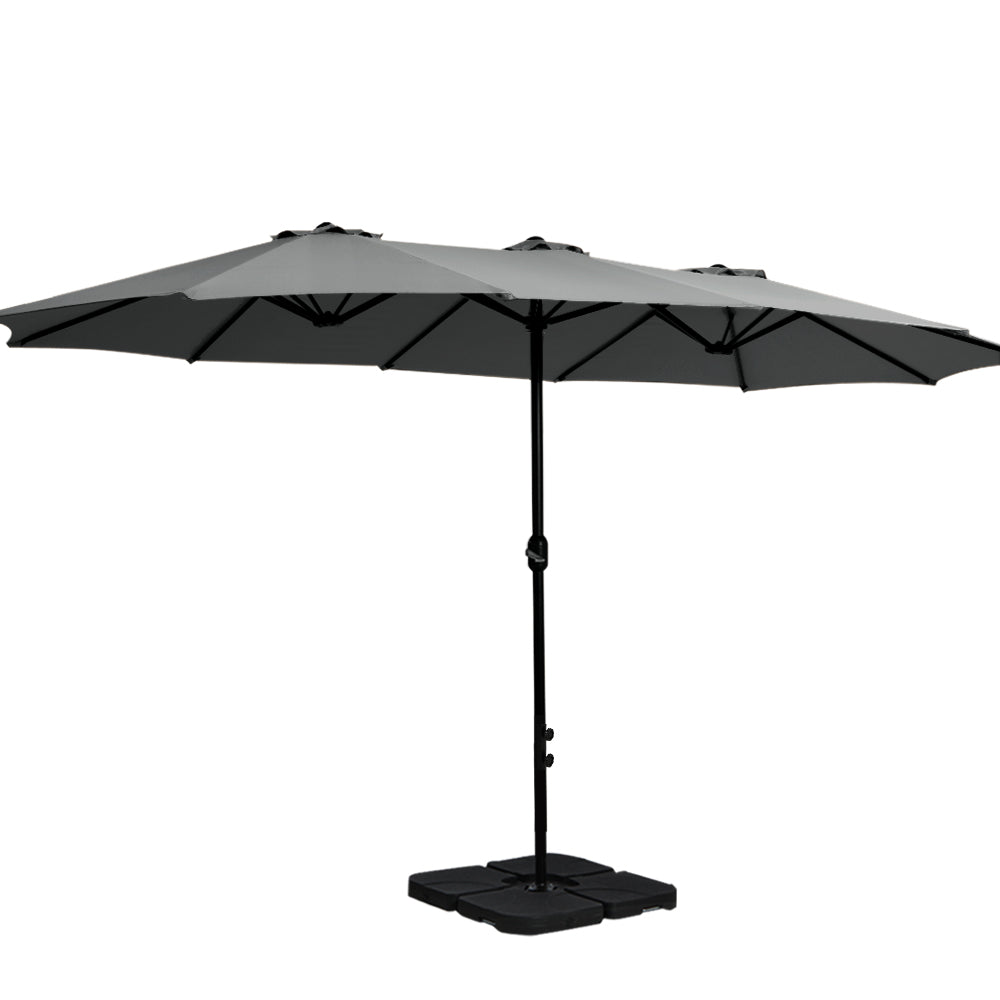 Instahut 4.57m Outdoor Umbrella Charcoal w/Base Garden Beach Tilt