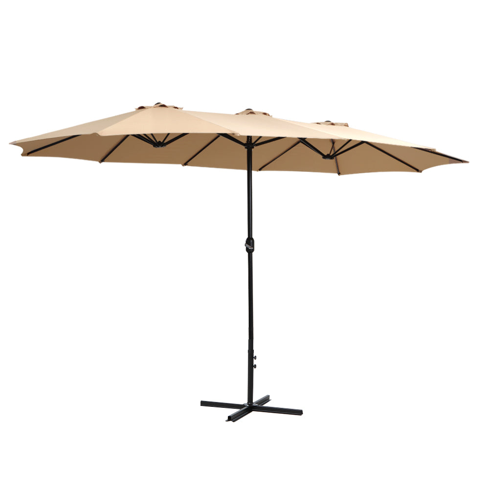 Instahut 4.57m Outdoor Beach Umbrella Tilt Beige