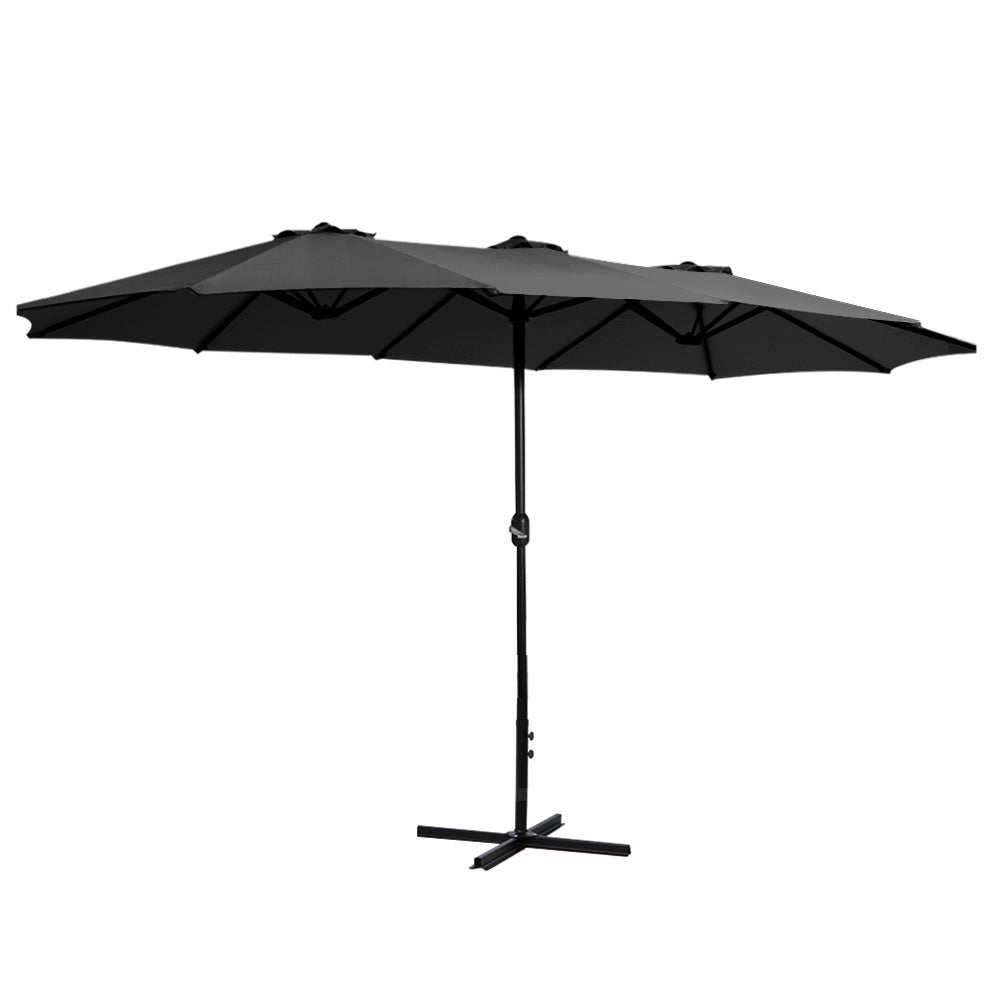Instahut 4.57m Outdoor Centre Post Beach Umbrella Black