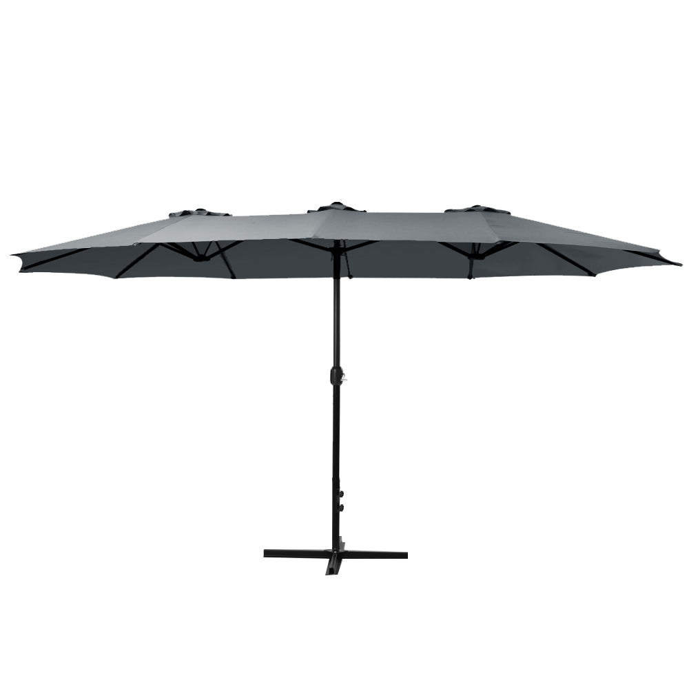 Instahut 4.57m Outdoor Umbrella Charcoal Tilt Beach Garden