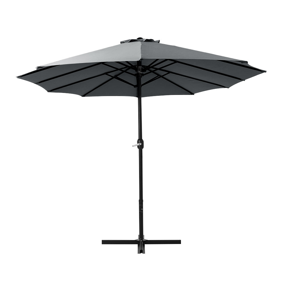Instahut 4.57m Outdoor Umbrella Charcoal Tilt Beach Garden