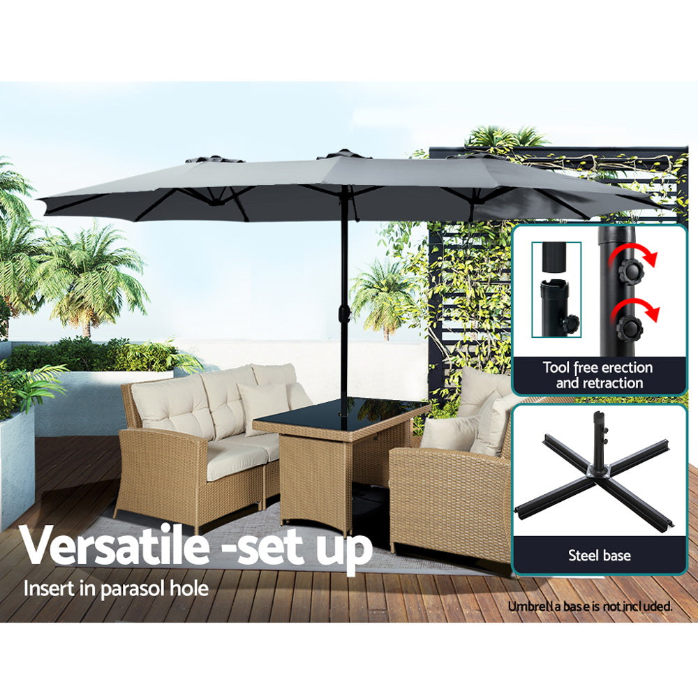 Instahut 4.57m Outdoor Umbrella Charcoal Tilt Beach Garden