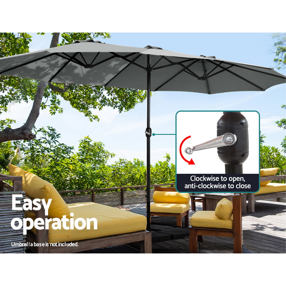 Instahut 4.57m Outdoor Umbrella Charcoal Tilt Beach Garden