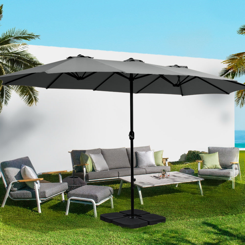 Instahut 4.57m Outdoor Umbrella Charcoal Tilt Beach Garden