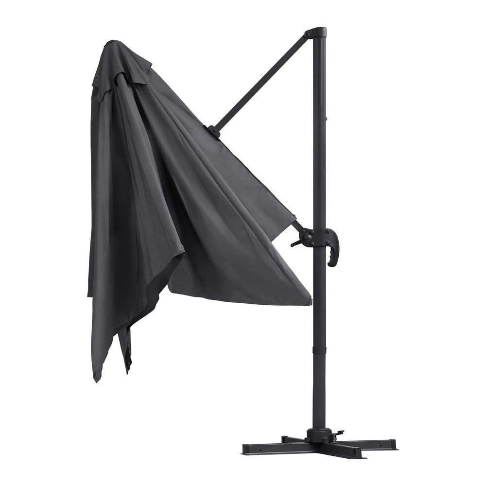 Roma 3m Cantilever Outdoor Umbrella 360° Charcoal