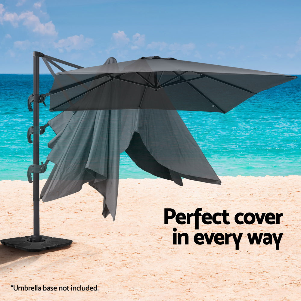 Roma 3m Cantilever Outdoor Umbrella 360° Charcoal