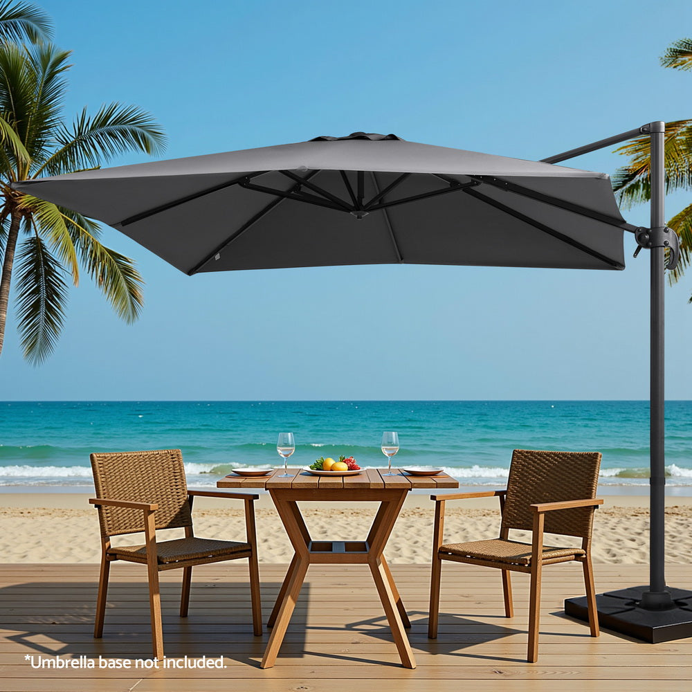Roma 3m Cantilever Outdoor Umbrella 360° Charcoal