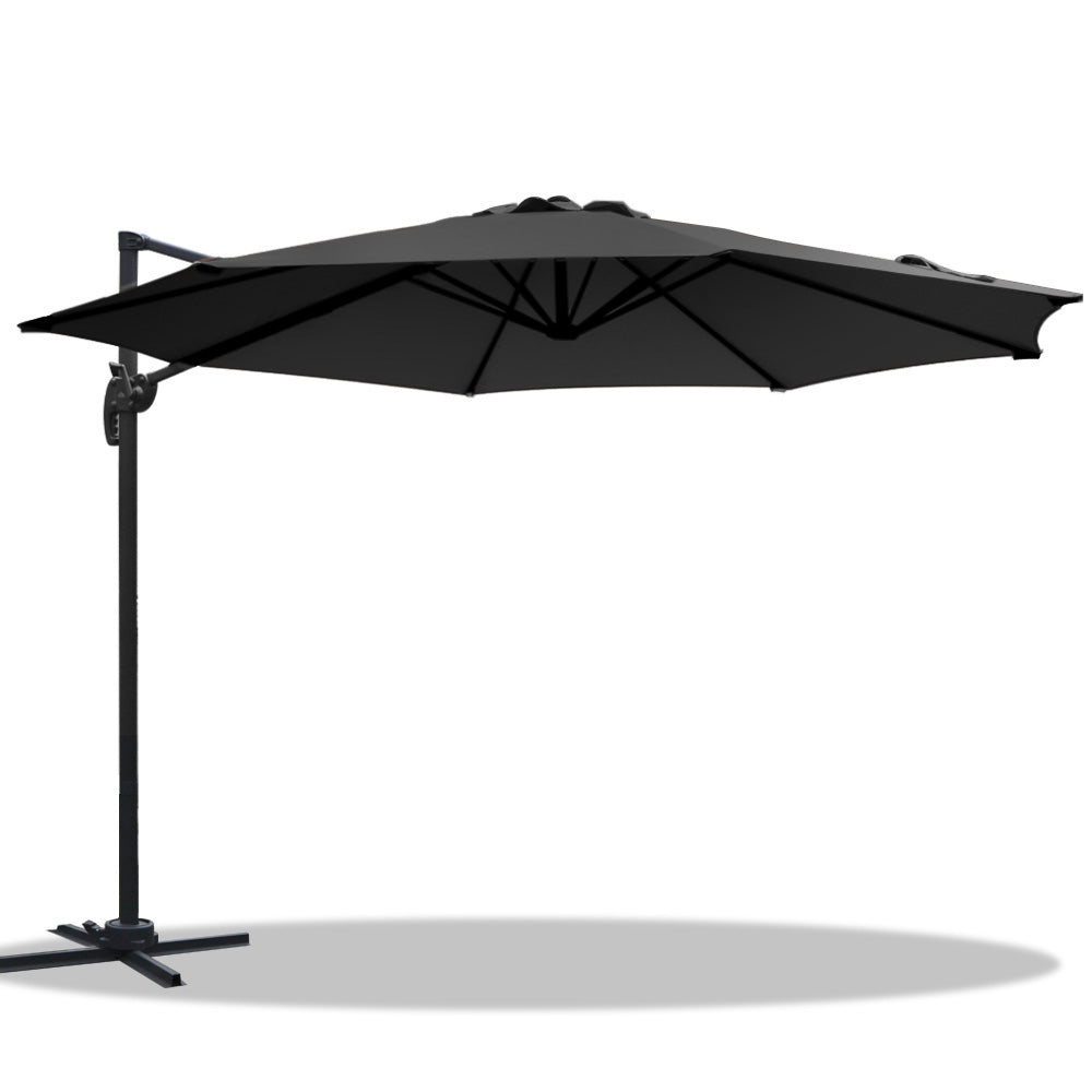Roma 3m Cantilever Outdoor Umbrella 360° Tilt Black